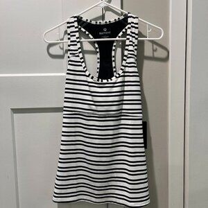 Black and white striped high performance tank top by reflex
